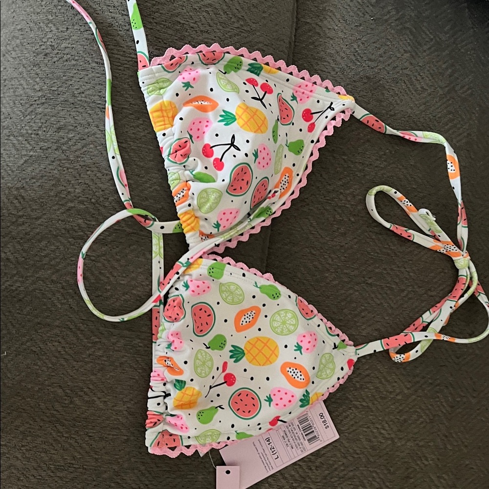 Wild Fable Pink Fruit Print Kids Bikini Top